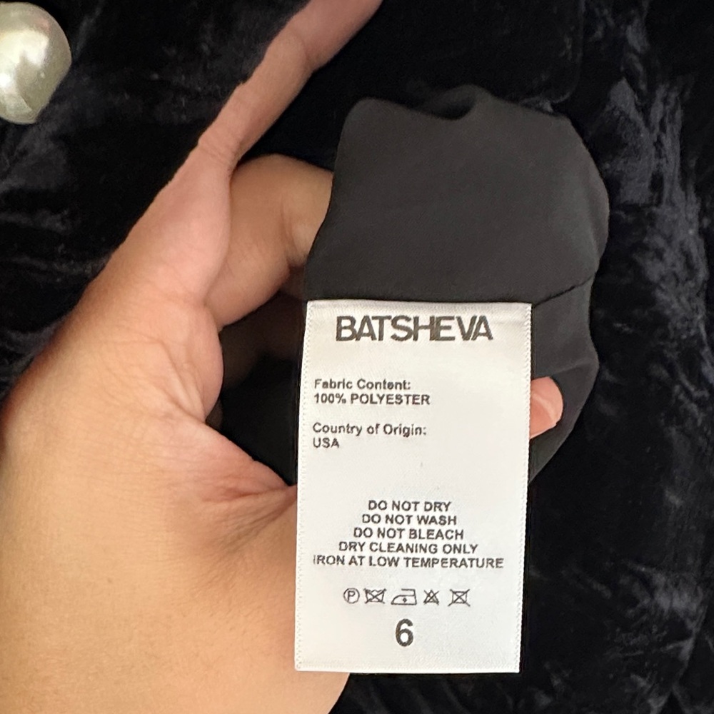 Batsheva Jerri Jacket in Black Crushed Velvet - Picture 4 of 7